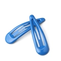 Set of two bright blue candy-colored metal hair clips with smooth drop-shaped glossy finish - Blue