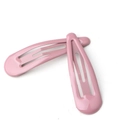 Pair of candy pink metal snap hair clips for women and kids in minimalist style - Light Crimson