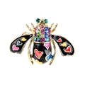 Broche abeille exquise avec cœurs colorés et strass sur base en alliage doré - Noir