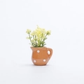 Mini orange ceramic kettle fridge magnet with white dots and yellow berries - Orange Polka Dot Kettle Style (O)