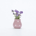 Mini ceramic 3D fridge magnet with pink polka dot vase and purple artificial flowers - Pink Polka Dot Straight Bottle Purple Flower Style (H)