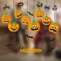 Halloween window decals set featuring cartoon pumpkins, spiders, bats and festive text - Pumpkin Bat Banner(HL-JDT17-010)