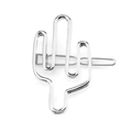 Minimalist silver metal cactus hair clip with a polished finish on white background - Silver Cactus