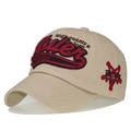 Close-up of 3D embroidery detail on beige cotton baseball cap with Rules 1923 text - Adjustable / Khaki (2)
