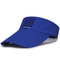 Navy blue breathable mesh sun visor hat with wide brim and velcro patch design - Sapphire Blue