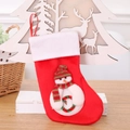 Calza natalizia rossa da 21cm con pupazzo di neve 3D su sfondo di legno rustico - Pupazzo di Neve