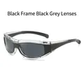 Gafas de sol deportivas Y2K con montura interior negra y borde transparente - Montura Negra Lentes Gris Negro