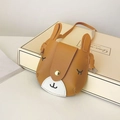 Cute brown deer-style crossbody bag for girls made of textured PU leather material - Brown