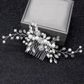 Elegant silver hair comb with white pearls and clear crystal beads for bridal hair - Copper Wire Refined Version / Silver