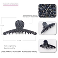 Large dark blue rhinestone hair claw clip made of acrylic for French style updos - Dark Blue