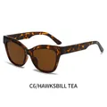Chique cat-eye zonnebril met schildpadmontuur en thee-gekleurde glazen, model C6 - Schildpad Frame Thee Lenzen