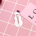Cute white snowman BB hair clip with blue hat and red heart on pink background - 25# Snowman