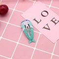 Detail of mermaid BB hair clip in mint green with star decor on a pink grid background - 14# Blue Mermaid