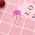 Pink metal BB hair clip with purple shell pattern on a decorative grid background - 18# Pink Shell