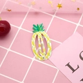 Detail of yellow pineapple BB hair clip on a pink plaid background with sequins - 2# Pineapple