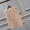 Gilet in ecopelliccia per bambina beige, morbido scaldacuore invernale senza maniche - 90cm / Marrone