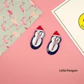Set of two cute penguin hair clips with red Christmas hats on pink background - 26# Penguin