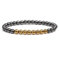 6mm magnetic hematite beaded bracelet with gold accent spheres on white background - 6mm Gold