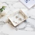 Elegant marble pattern ceramic jewelry tray with gold rim for ring and earring storage - Small Marble Pattern Jewelry Tray