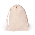 Natural beige cotton canvas drawstring pouch with textured fabric for gift packaging - 9*12 cm
