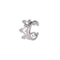 Silberne Kronen-Herz-Ohrmanschette mit Perlendetail, kein Piercing erforderlich - Silber Kronen Hohle Stil
