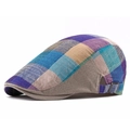 Unisex retro checkered ivy cap in multi-color plaid cotton with metal side buckles - One Size Adjustable(55-60cm) / Multi-color Blue Plaid