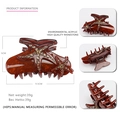 Brown acrylic starfish hair claw clip with rhinestones, 9.5cm size shown in multiple angles - Coffee