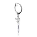 Silver stainless steel scorpion pendant hoop earring with thin long chain for men - Scorpion Ear Clip / Steel