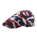 Rode en blauwe camouflage katoenen platte pet met verstelbare metalen gesp heren - Verstelbaar / Rood Camouflage