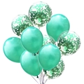 Set of 10 green and confetti latex balloons for wedding and party decorations - Green Style (Green and Green Sequins)