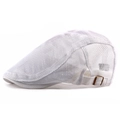 White breathable mesh newsboy cap with adjustable retro metal buckle on the side - White / Adjustable