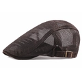 Breathable dark brown mesh ivy cap for men and women featuring adjustable metal buckle - Coffee / Adjustable