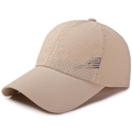 Beige breathable mesh baseball cap with perforated fabric and side symbol embroidery - Adjustable / Deep Beige