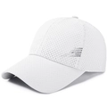 Atmungsaktive weiße Sport-Baseballkappe mit Laser-Löchern und seitlichem Grafikdruck - Verstellbar / Weiß