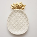 Nordic white ceramic pineapple jewelry tray with elegant gold leaf finish - White Pineapple Tray