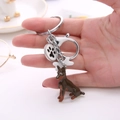 Creative Doberman dog keychain with bone charm and paw print tag in silver finish - Doberman