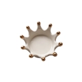 Minimalist white crown ceramic jewelry dish tray with elegant golden tip accents - Crown Jewelry Dish