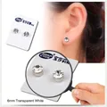 6mm klare weiße Zirkonia Magnethintergrund-Ohrringe für Ohren ohne Löcher mit Metallbasis - Klar Weiß