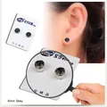 6mm gray crystal magnetic stud earrings for non-pierced ears with silver metal base - Gray