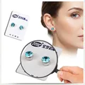 Magnet-Ohrstecker in See-Blau, 6mm rund geschliffener Kristall ohne Ohrloch - Seeblau