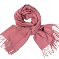 Pink solid color cashmere style scarf with fringe tassels on white background - Dusky Pink