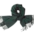 Dark green fringe scarf in soft cashmere-like texture with a woven label accent - Dark Green