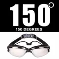 Black and silver myopic swimming goggles with 150 degree lenses and earplugs - 150 Degree Myopia / Electroplated Black