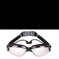 Black and silver myopic swimming goggles with 150 degree lenses and earplugs - 150 Degree Myopia / Electroplated Black