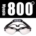 800 degree black swimming goggles with silver mirrored lenses and silicone earplugs - 800 Degree Myopia / Electroplated Black