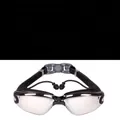 Black prescription swim goggles 450 degrees with silver mirrored lenses and earplugs - 450 Degree Myopia / Electroplated Black
