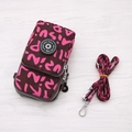 Mini brown crossbody phone bag with bright pink letter print and adjustable shoulder strap - Alphabet