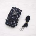 Vertical dark blue floral crossbody phone bag with adjustable strap and multi-pocket design - Narcissus