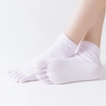 Calze da yoga rosa a cinque dita per donna con suola antiscivolo in silicone - Punta Completa-Tinta Unita / Rosa Chiaro