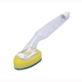 Hervulbare afwasborstel met transparant handvat en geel-groene sponskop - Lange Steel Vloeistofdispenser Type / Geel